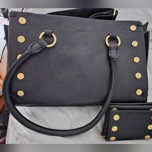 Hammitt Black Leather Crossbody with Gold Stud Accents